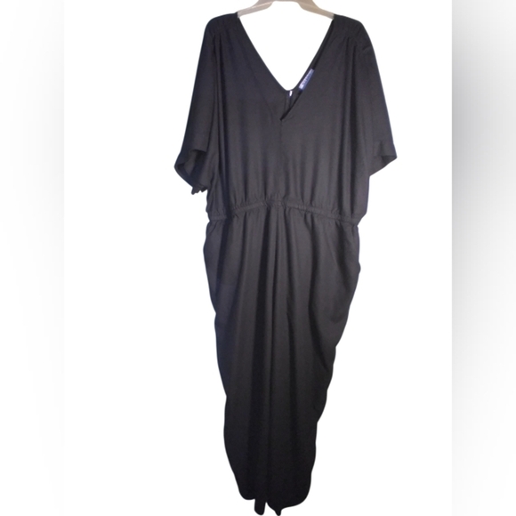 Old Navy Pants - Black Wide Leg Flowy Jumpsuit V Neck 2X Casual Y2k Minimalist Formal Workwear